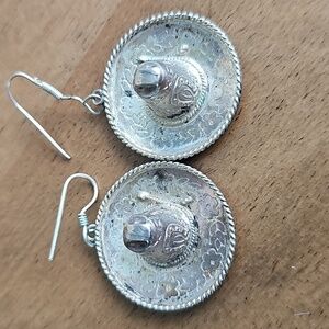 Vintage Plata Sombrero Hat Sterling Silver Earrings